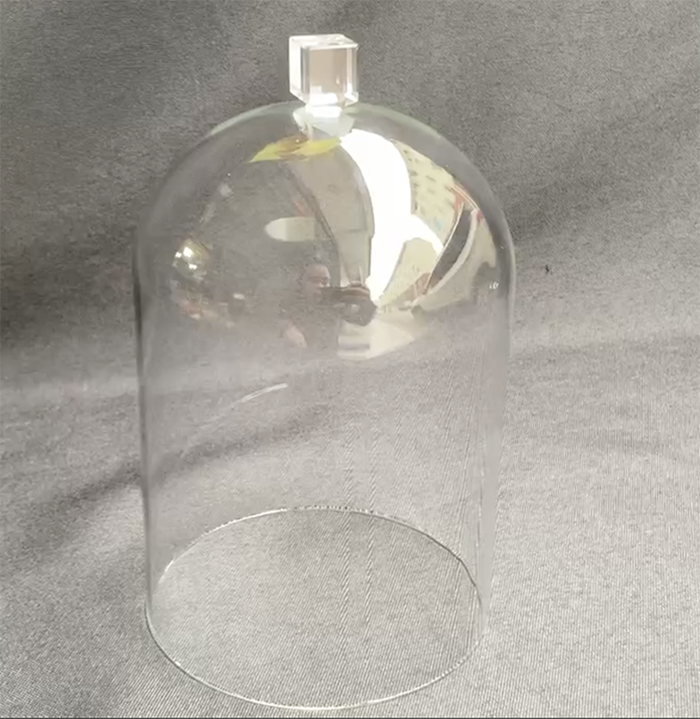 custom made logo engraved glass dome cloche exported to France