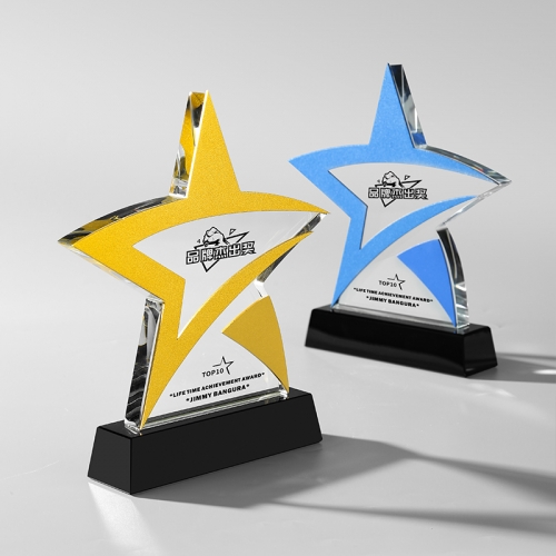 Metal cover Golden Star Glass Trophy Awards