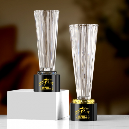 newest hollow cylinder glass cup trophy employee prizes