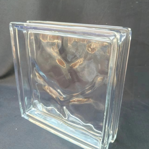 light weight waves pattern solid glass blocks with 4 side grooves