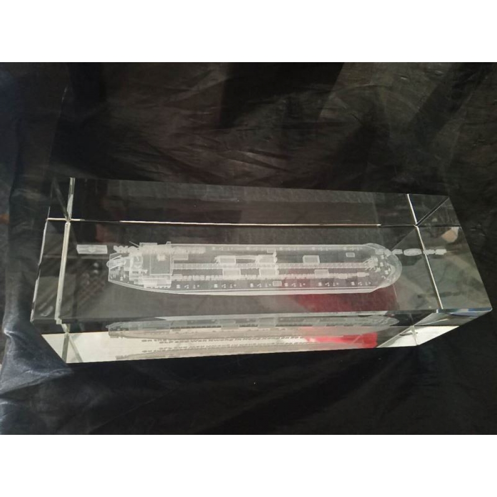 Custom made Large 3D Laser Crystal Boat Model Memories Gifts For shipping companies