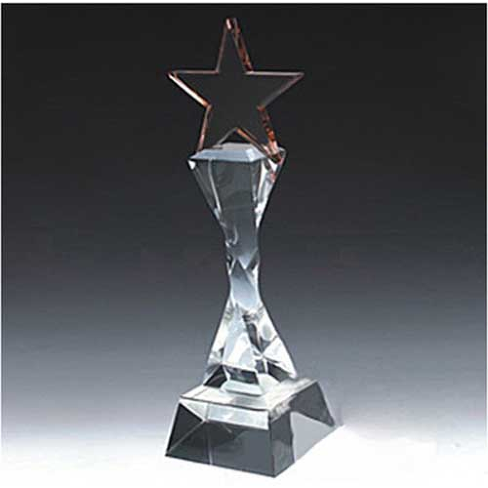 bespoke amber star crystal twisted pillar trophy awards