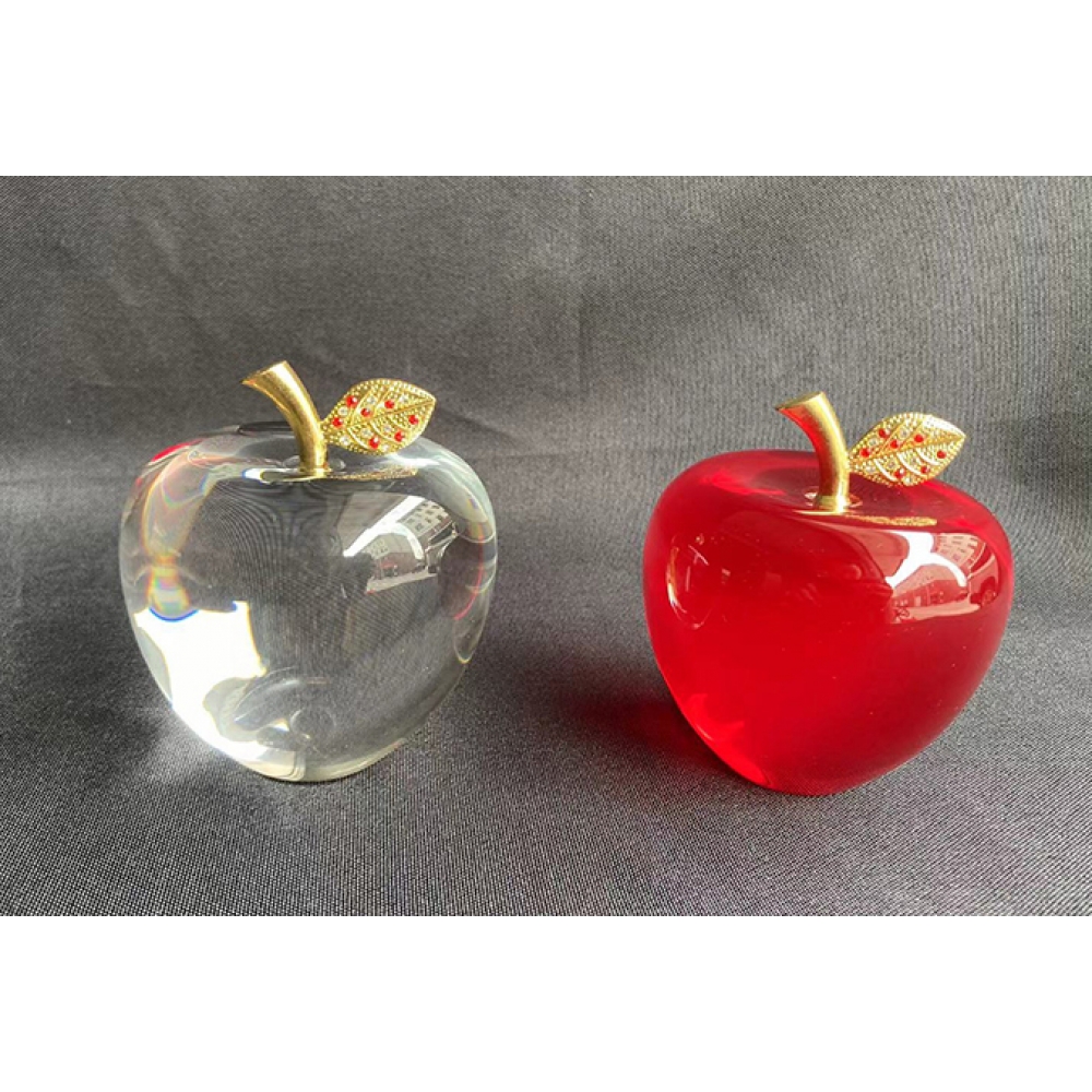 Interior decorative luxury colored crystal apple paperweight handiwork